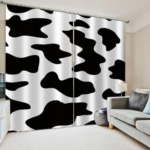 Luxury Blackout 3D Window Curtains For Living Room Bedroom Customized size black and white curtains soundproof windproof curtai