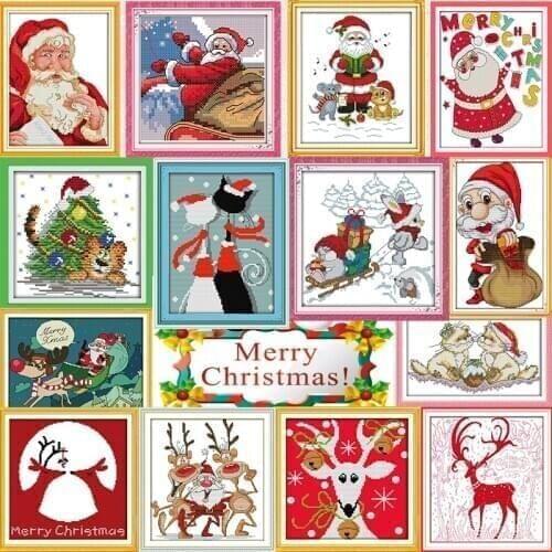 Christmas Series Counted Cross Stitch kits Printed Canvas DMC Embroidery Threads Sets Santa Claus DIY Handmade Home Decoration