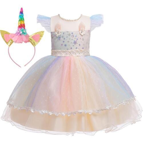 Christmas Girls Princess Kids Dresses For Baby Girl Infant Pearl Flower Wedding Party Children Clothing Verstidos 6M-5 Years