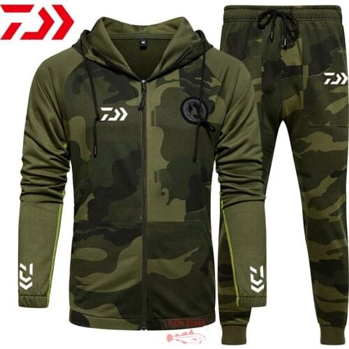 Daiwa Fishing Suit Spring Autumn Men Breathable Outdoor Set Fishing Pants Camouflage Sports Wear Fishing Hiking Camping Jacket