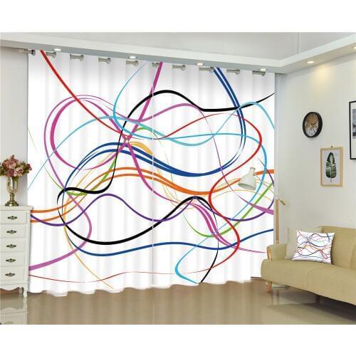 Curtains fashion color lines Luxury Blackout 3D Curtains For Living Room office kids Bedroom Drapes cortinas Customized size