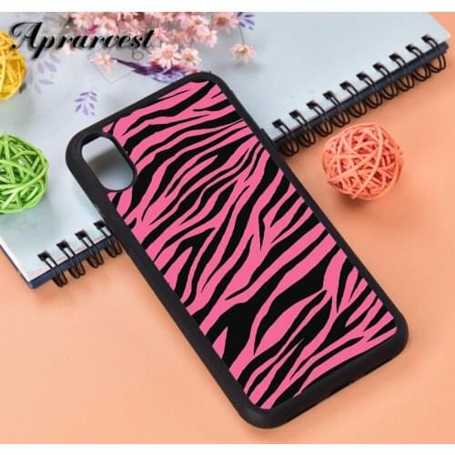 Aprarvest Black Pink Zebra Silicone Rubber Phone Case Cover For iPhone 6 6S 7 8 PLUS X XS XR 11 12 MINI PRO MAX