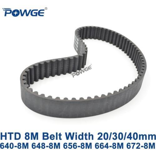 POWGE HTD 8M synchronous belt C=640/648/656/664/672 width 20/30/40mm Teeth 80 81 82 83 84 HTD8M Timing Belt 640-8M 656-8M 672-8M
