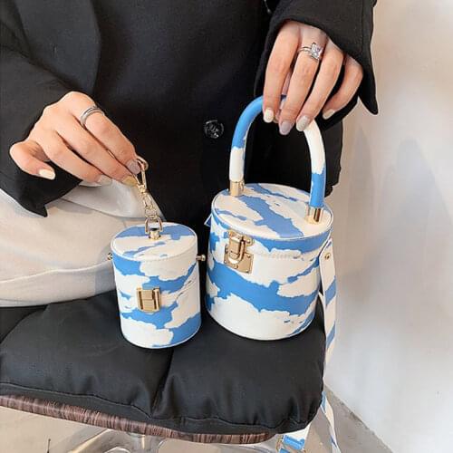 Cylindrical Fashion Shoulder Bags Woman Quality Leather Crossbody Bag Simple Contrast Color Handbag Lady Trendy Purse Phone Bags