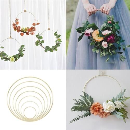 Wedding Decoration Wedding Gold Metal Ring Bride Portable Garland Artificial Flower Rack DIY Catching Dream Wedding Wreath -S