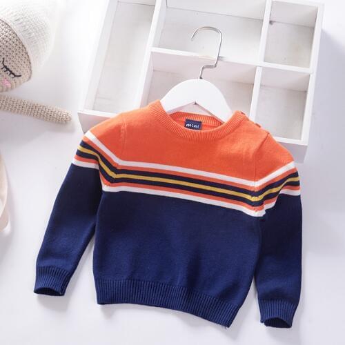 Striped boys sweaters elegant kids knitted wear warm knitted wear cotton o-neck pullover childrens clothing toddler baby