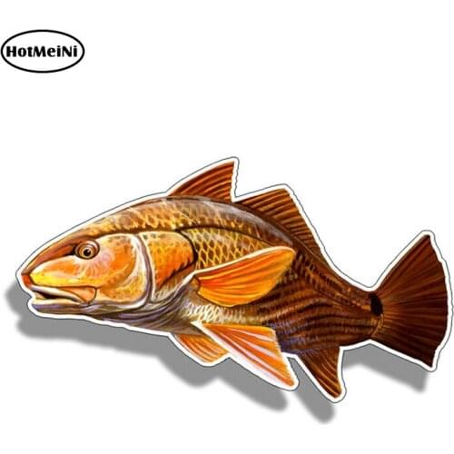HotMeiNi 13cm X 7.3cm Redfish Sticker Vinyl Decal Fish Fishing Red Drum Car Truck Boat Reel Decals Sticky Cutoms