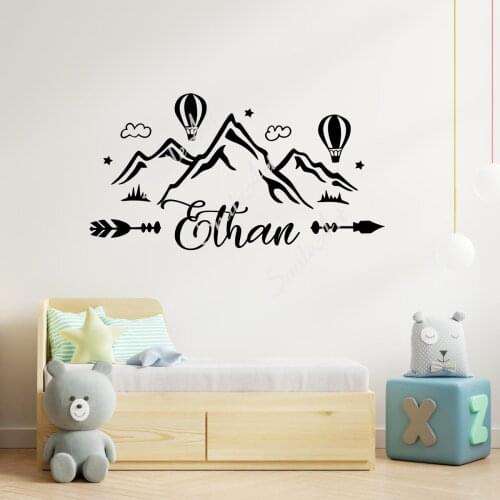Diy Custom name Rocket spaceship Vinyl Kitchen Wall Stickers Wallpaper For Kids Rooms Diy Home Decoration Vinyl Art Decal