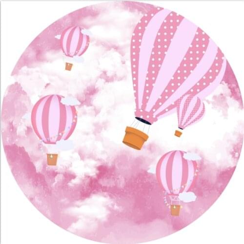 Hot air balloon Birthday round fabric backdrop Banners baby shower elastic cloth photo shooting background