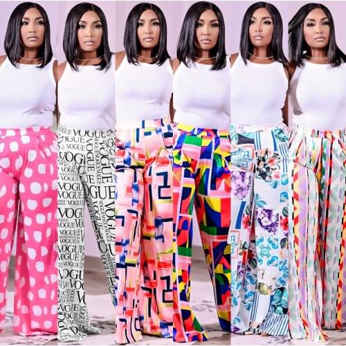 Casaul Women Joggers Long Wide Pants Print With Pocket Autumn Long Pants Clothes For Women Outfit