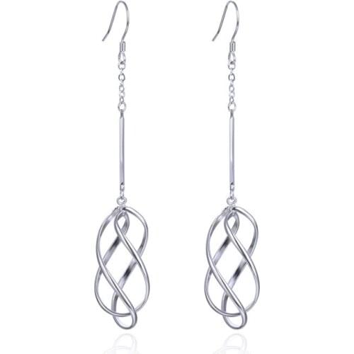 YJAR001971 New Fashion S925 Sterling Silver Dangle Earrings Women Accessories Geometric Ear Ornaments