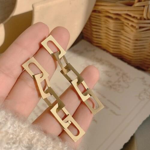 2021 New trendy net red matte square geometric earrings female ins cold wind fashion earrings