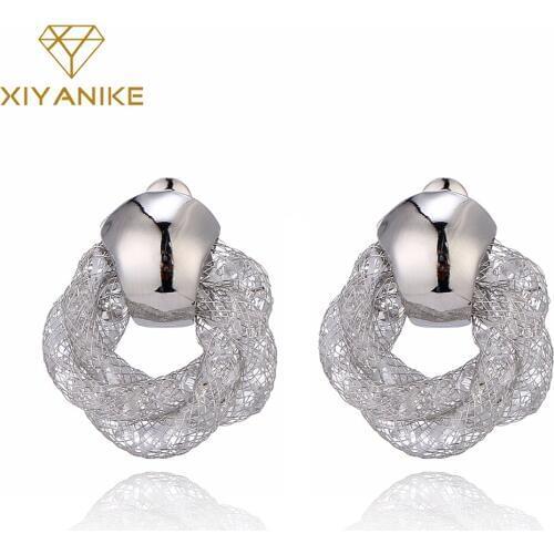 New Arrival 2017 Big Brand Hot Sale Fashion Personality Net Hollow Twist Earrings For Women Girl ewelry Boucle D'oreille E844
