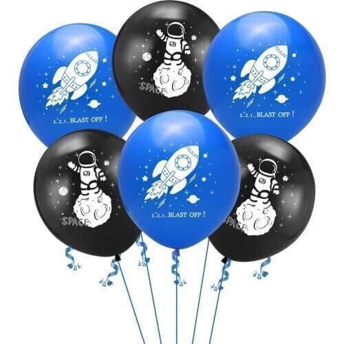 10Pcs 12inch Outer Space Astronaut Balloons Blue Black Latex Ballons Confetti Baloon Galaxy Theme Kids Birthday Party Decoration
