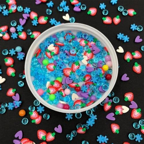 100g Assorted Crystal Beads Hot Clay Sprinkles for Slime Filling Heart Strawberry Polymer Slices DIY Crafts Making Accessories