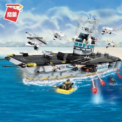 1007PCS Enlightenment 1724 Military Position Large Aircraft Carrier Assembly Model Boy Building Blocks and Inserting Toy Gifts