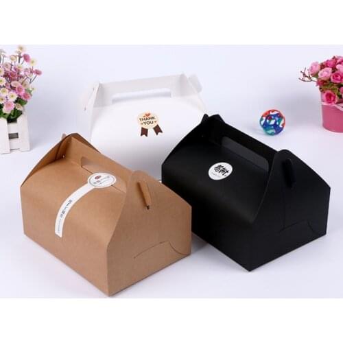 20*15*8cm Boutique Cake Food Kraft Paper Box With Handle Wedding Party Favor Candy Gifts Packaging Boxes