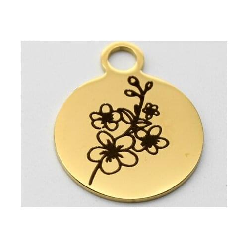 20pcs Stainless Steel Birth Flower Charm May Hawthorn Drop Stainless Steel Pendant Birthday Gifts Charm DIY Handmade Accessories