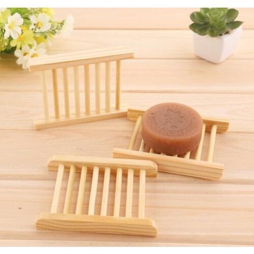 200Pcs/lots Natural Bamboo Wooden Soap Dish Wooden Soap Tray Holder Storage Soap Rack Plate Box for Bath Shower