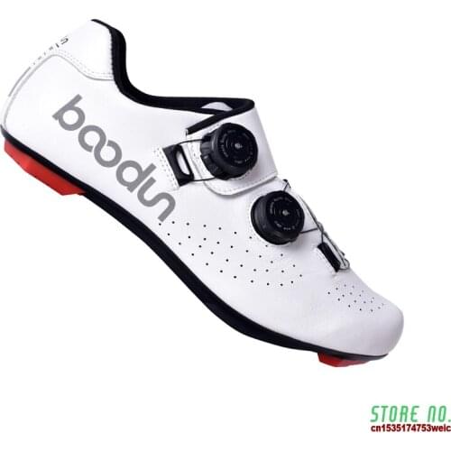 2021 New Road Cycling Shoes Leather Carbon Fiber Ultralight Self-Locking Shoes Professional Racing Road Bike Bicycle Sneakers