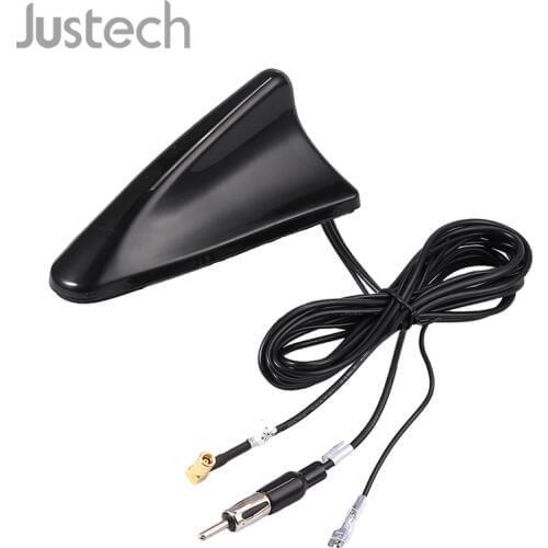 Justech FM Dachantenne Antenne Shark Design Aktiv SMB Kupplung DIN Stecker 5m For Sony Pioneer Kenwood DAB Radio Signal Aerials