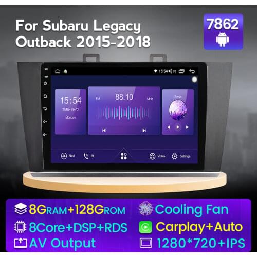 DSP QLED screen Android 10.0 Car Radio Navigation GPS Player For Subaru Outback 5 2015 - 2018 Octa Core 6GB+128GB No 2 Din DVD