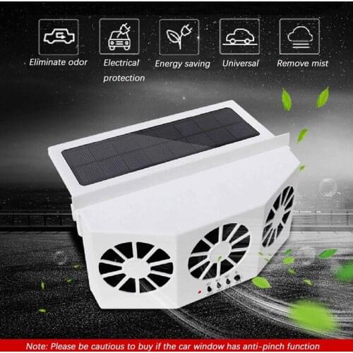 Solar/USB Dual Charging Vehicle Cooling Tool Car Exhaust Fan Vehicle Air Circulation Smoke Exhaust Fan Car Ventilation Fan