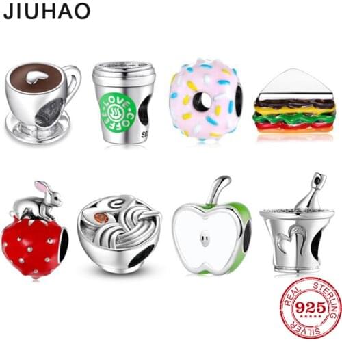 New Fashion 925 Sterling Silver Love Free time Heart Coffee Cup Beads Fits Original JIUHAO Charms Bracelet Bangles DIY Jewelry