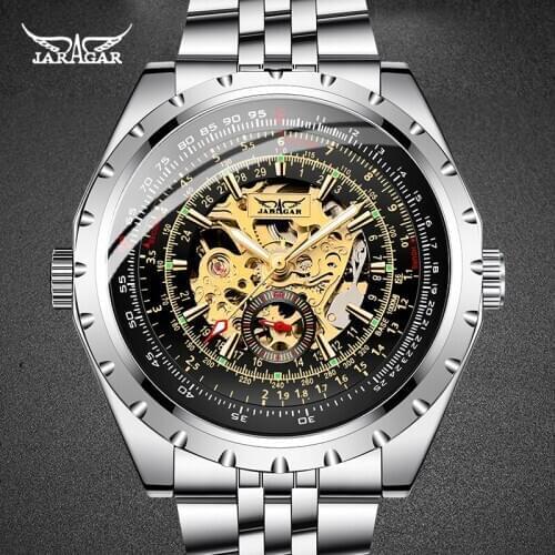 2020 JARAGER Brand Clock Top Luxury Male Luminous Wristwatch Automatic Mechanical Male Silver Black Watches relogio masculino