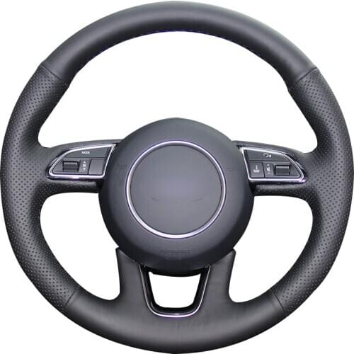Black Synthetic Leather Car Steering Wheel Cover for Audi Q3 Q5 2013 2014 2015