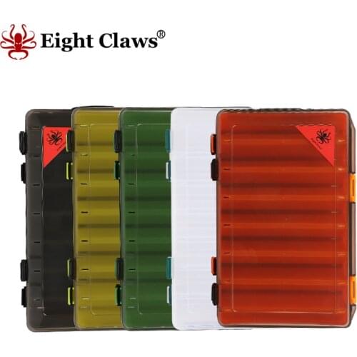 EIGHT CLAWS Double Sided Fishing Lure Storage Box 10 &14 Compartments Reversible Lure Case