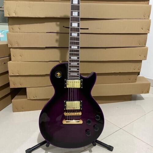 Electric guitar, Black circle purple, Custom electric guitar, Gold hardware