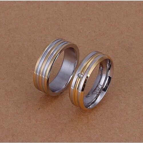 Hot selling 925 jewelry silver plated jewelry set fashion jewelry set Gold stripes Ring Jewelry Set SMTS228