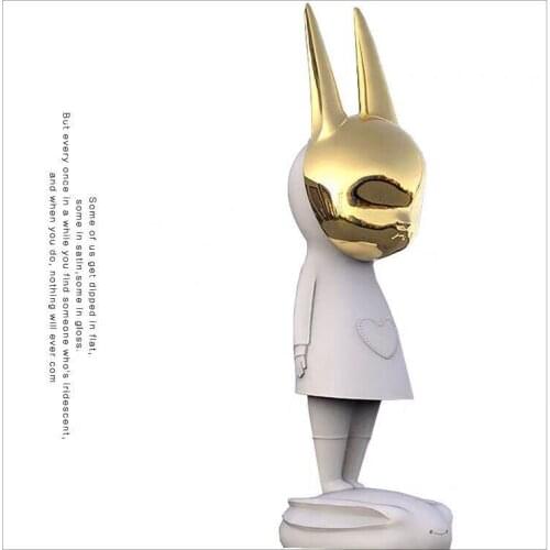 Creative Resin Statue Home Decor Sculpture Tabletop Ornaments Art Rabbit Home Decoration Modern Simple Interesting Birthday Gift