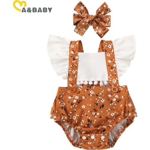 Ma&Baby 6-24M Summer Newborn Infant Baby Girls Rompers Ruffles Flower Jumpsuit Sunsuit Outfits Clothing Costumes