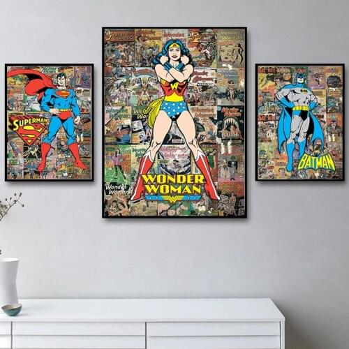 Marvel Iron Man Wonder Graffiti Art Woman Comic Canvas Painting Print Wall Art Picture for Living Room Poster and Home Decor