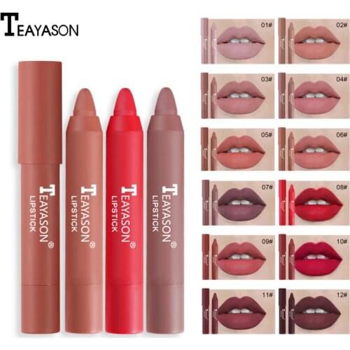 12Colors Velvet Matte Lipstick Pencil Waterproof Long-wear Sexy Lip Pencil Makeup Lip Tint Pen Cosmetics TSLM1