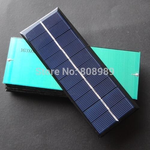 Mini 1.3W 5V Polycrystalline Solar Panels For 3.6V Battery Charge Solar Led Light Solar Cell 163*60 *3MM 2pcs/lot Free shipping