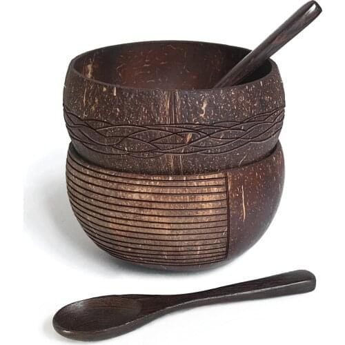 Natural Coconut Bowl Decoration Fruit Salad Noodle Rice Bowl Wooden Fruit Bowl Handicraft Decoration Creative Coconut Shell Bowl