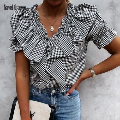 Navel Orange Women's Plaid Shirts