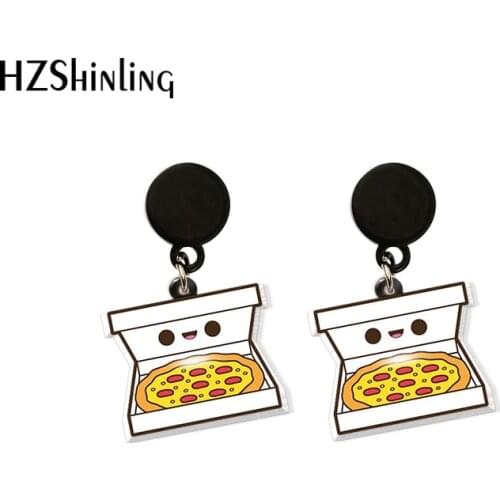 2020 New Kawaii Pizza Drop Earring Coke Coffee Resin Earrings Handmade Acrylic Earring Epoxy Jewelry Gifts