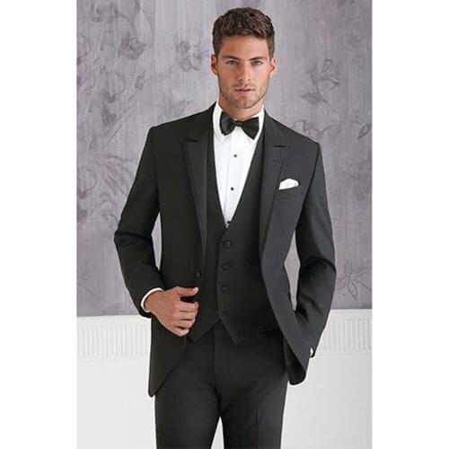 New Arrival tuxedos for men suits groom wear black custom made 2021 3 piece suit high quality
