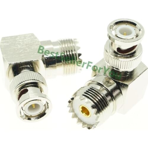 New BNC Male Q9 To UHF Female SO239 Right Angle 90 Degree Deg RF Connector Adapter