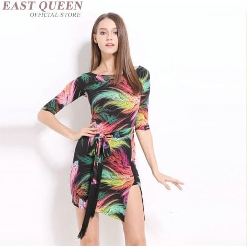 Dress for ballroom dancing latin dance dress womenTango Cha Cha Rumba Samba Latin Dresses floral print stage dance wear FF588 A