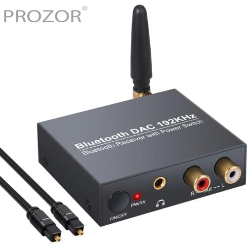 PROZOR DAC Converter with Bluetooth 5.0 Receiver Digital to Analog Audio Converter Digital Coaxial Toslink to Analog Stereo RCA