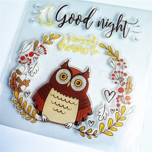 10.5x11cm Owl wreath Transparent Clear Stamps / Silicone Seals Roller Stamp for DIY scrapbooking photo album/Card Making