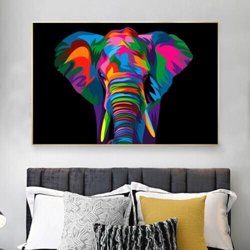 Modern Colorful Animal Graffiti Art Elephant Canvas Painting Wall Art Posters and Prints Wall Picture for Living Room Home Decor