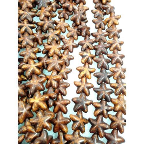 Total 22 pcs beads 20x22mm Bright coffee brown bead Five-pointed star howlite stone Loose Beads