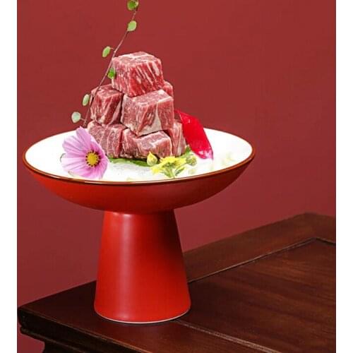 Tall ceramic fruit plate hotel restaurant high-end artistic conception characteristic creative tableware dessert sushi bowl