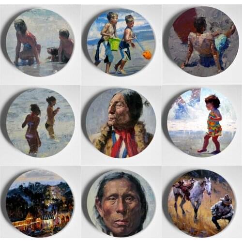 High-Quality Wonderful Decorative Plate Paul Cheng Paniting Wall Plate Europe Home Living Room Hotel Art Plate Handcrafts